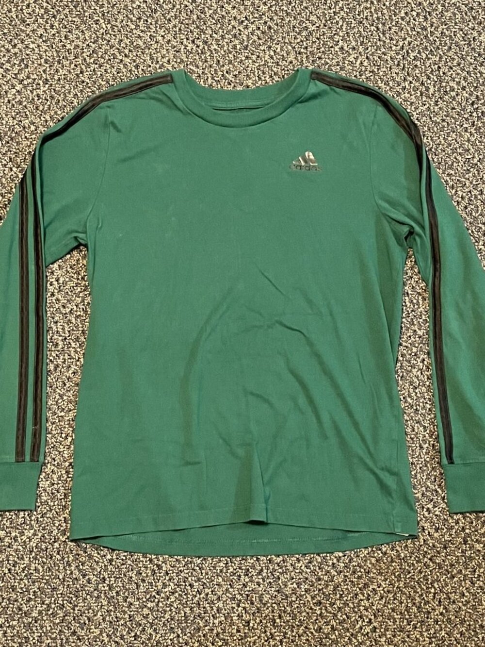 Adidas Kids Long Sleeve Shirt – Youth Medium (M) – Green with 3-Stripe Design